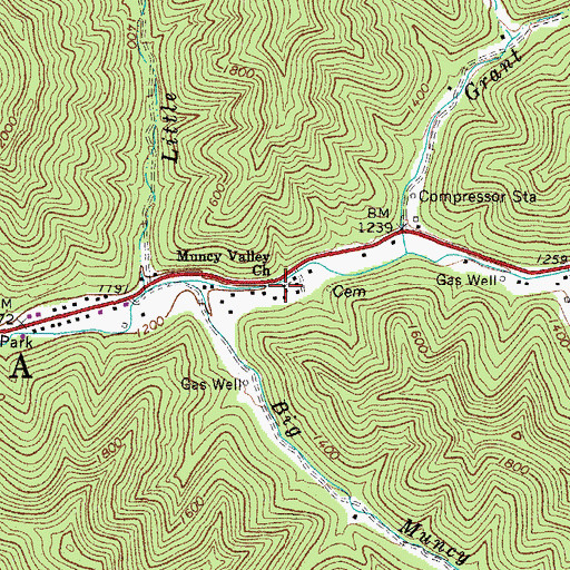 Topographic Map of Muncy Valley Church, WV