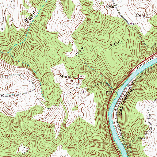 Topographic Map of Murphy Cemetery, WV