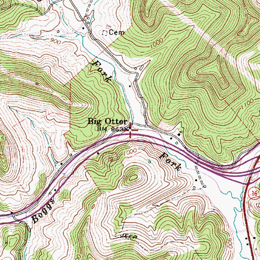 Topographic Map of Murphy Fork, WV