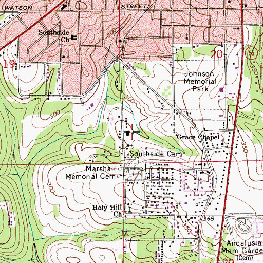 Topographic Map of Southside Elementary School (historical), AL