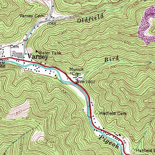 Topographic Map of Musick Cemetery, WV