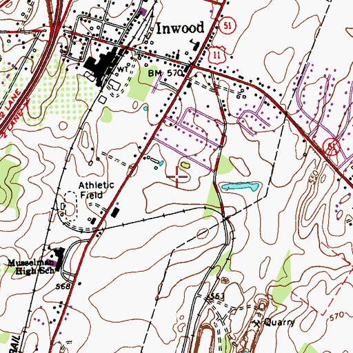 Topographic Map of Musselman High School, WV