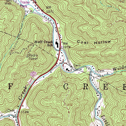 Topographic Map of Muzzle Creek, WV