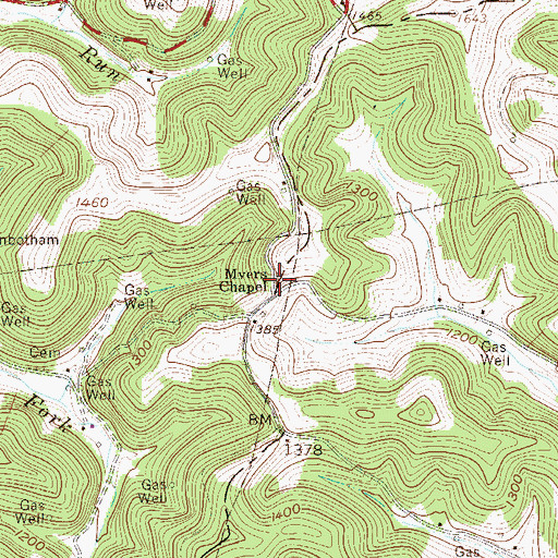 Topographic Map of Myers Chapel, WV