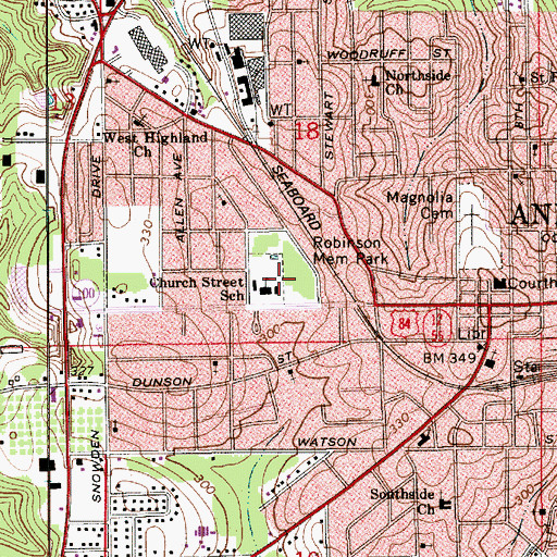Topographic Map of Church Street Elementary School, AL