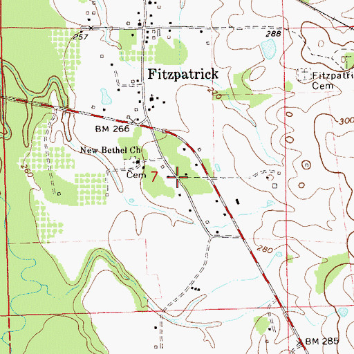 Topographic Map of Fitzpatrick Elementary School (historical), AL