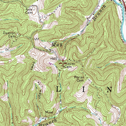 Topographic Map of Napier Cemetery, WV