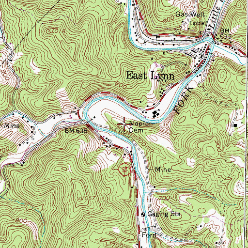 Topographic Map of Napier Cemetery, WV