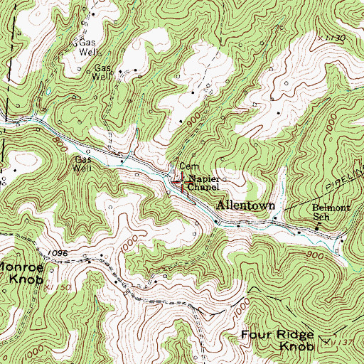 Topographic Map of Napier Chapel, WV