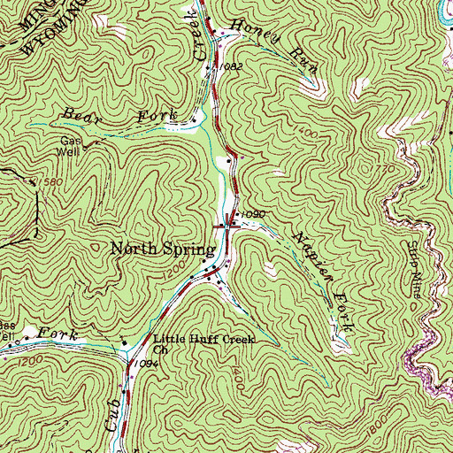 Topographic Map of Napier Fork, WV