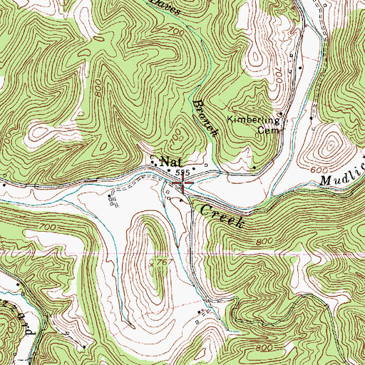 Topographic Map of Nat, WV