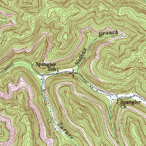 Topographic Map of Nathan Branch, WV