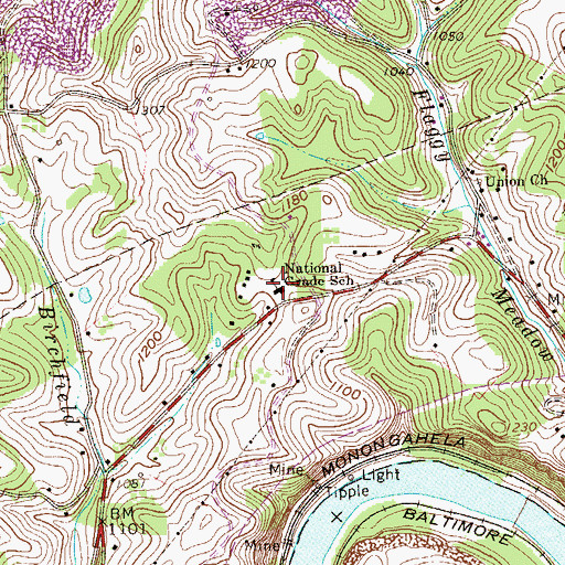 Topographic Map of National Grade School (historical), WV