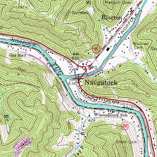 Topographic Map of Naugatuck, WV