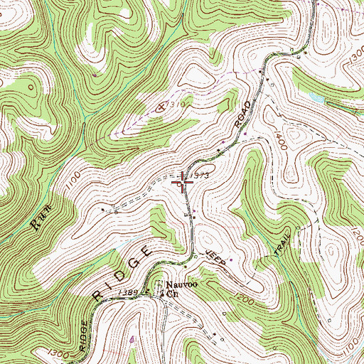 Topographic Map of Nauvoo Ridge, WV