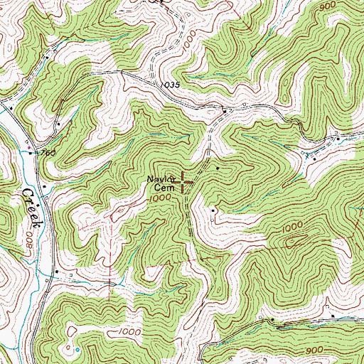 Topographic Map of Naylor Cemetery, WV