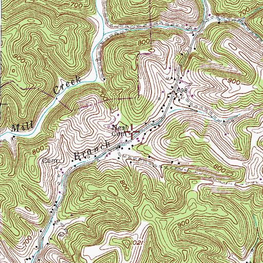 Topographic Map of Neal Cemetery, WV