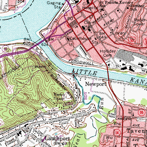 Topographic Map of Neal Run, WV