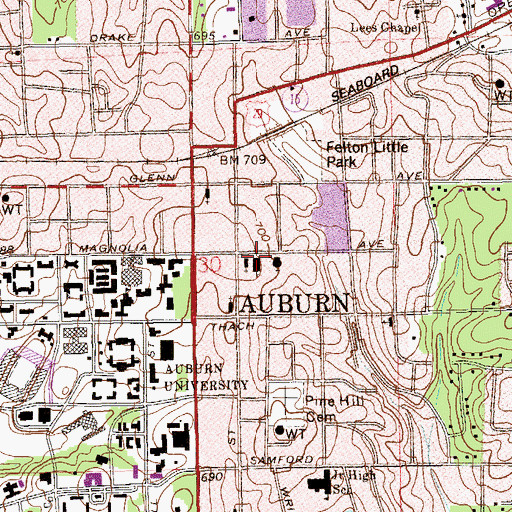 Topographic Map of Auburn United Methodist Church, AL