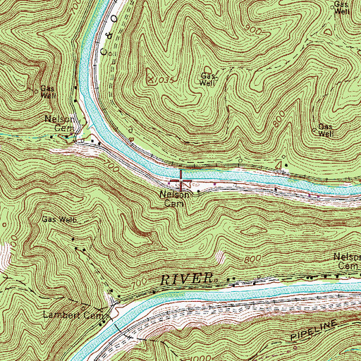 Topographic Map of Nelson Cemetery, WV