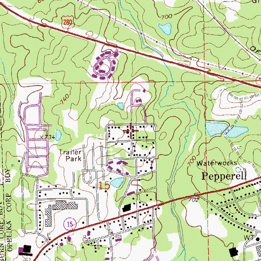 Topographic Map of Eastview Baptist Church, AL