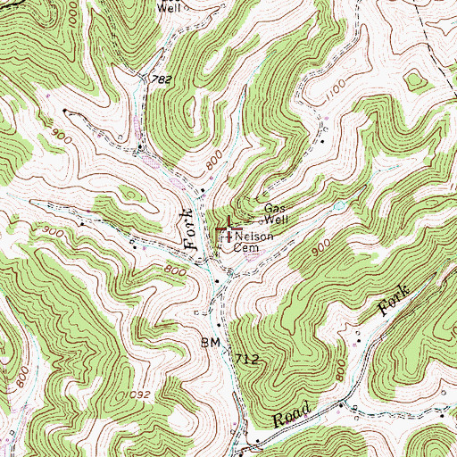 Topographic Map of Nelson Cemetery, WV