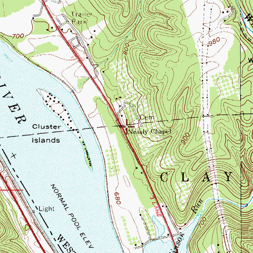 Topographic Map of Nessly Chapel, WV