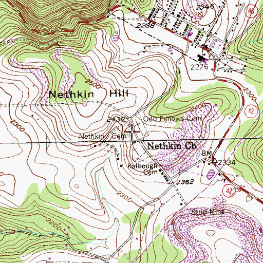 Topographic Map of Nethkin Cemetery, WV