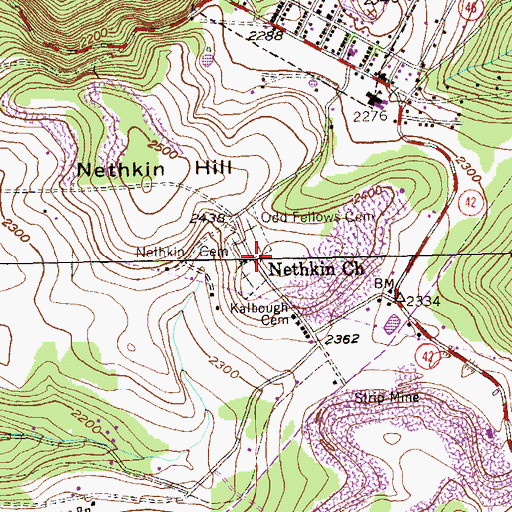 Topographic Map of Nethkin Church, WV