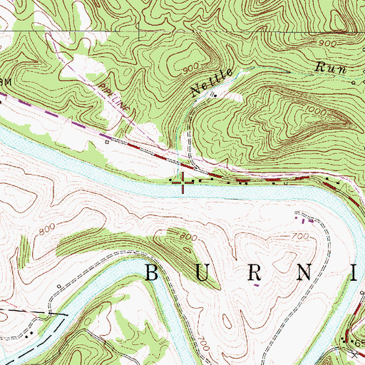 Topographic Map of Nettle Run, WV