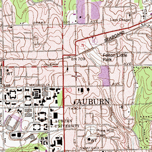 Topographic Map of Hollifield Memorial Library, AL