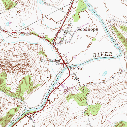 Topographic Map of New Bethel United Methodist Church, WV