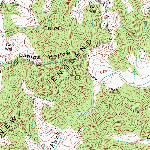 Topographic Map of New England Ridge, WV