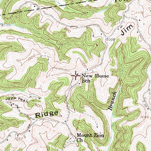 Topographic Map of New Home School (historical), WV