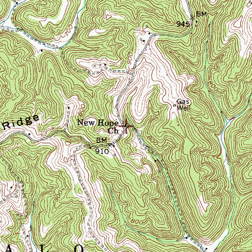 Topographic Map of New Hope Church, WV