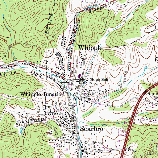 Topographic Map of New Hope School (historical), WV