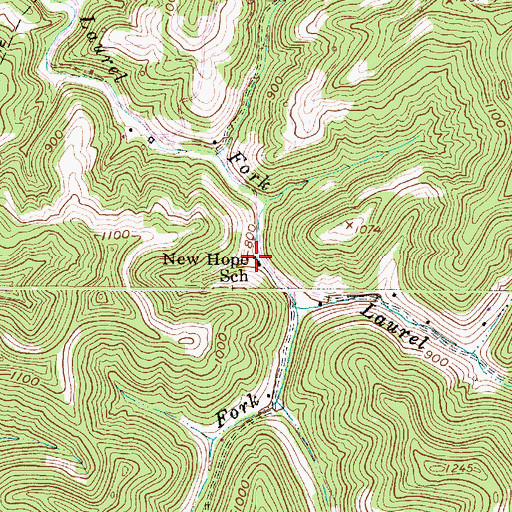Topographic Map of New Hope School (historical), WV