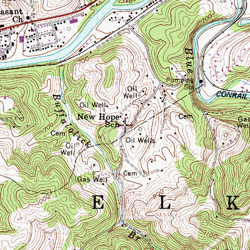 Topographic Map of New Hope School, WV