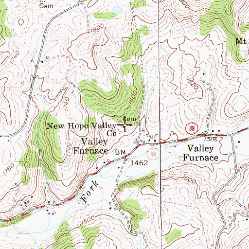 Topographic Map of New Hope Valley Church, WV