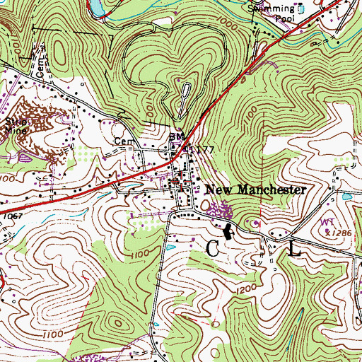 Topographic Map of New Manchester, WV