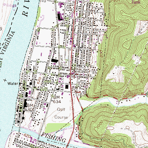 Topographic Map of New Martinsville, WV