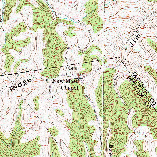 Topographic Map of New Moss Chapel, WV