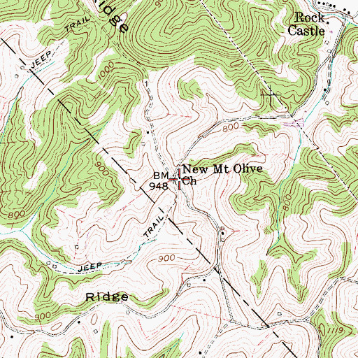 Topographic Map of New Mount Olive Church, WV