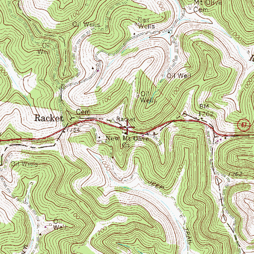 Topographic Map of New Mount Olive Church, WV