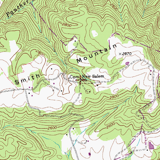 Topographic Map of New Salem Church, WV