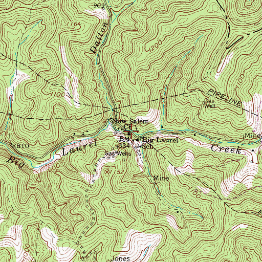 Topographic Map of New Salem Church, WV