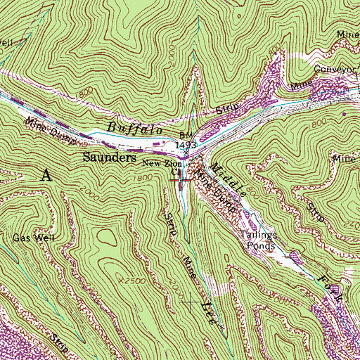 Topographic Map of New Zion Church, WV