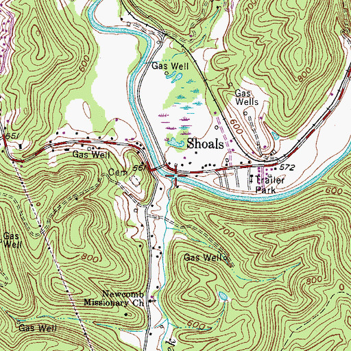 Topographic Map of Newcomb Creek, WV