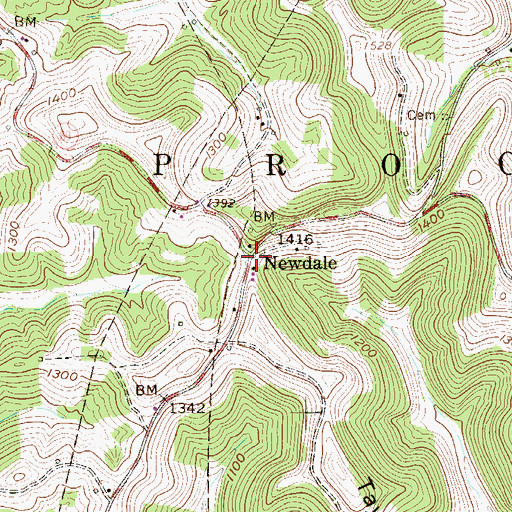 Topographic Map of Newdale, WV