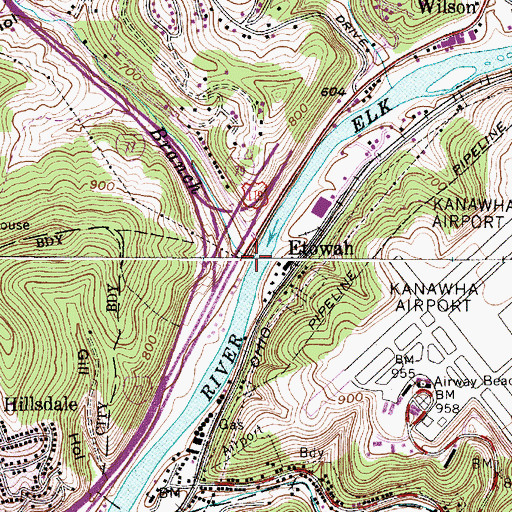 Topographic Map of Newhouse Branch, WV